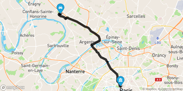 Itinéraire vers Paris