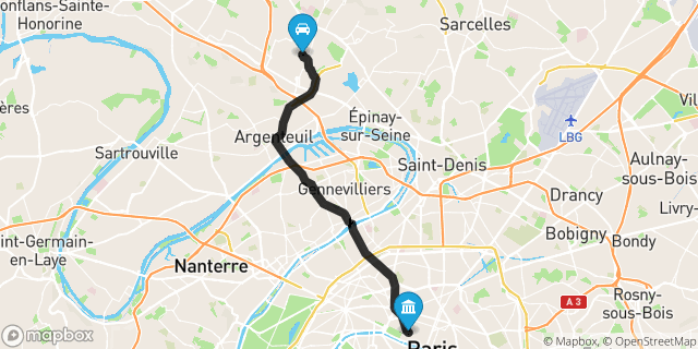Itinéraire vers Paris