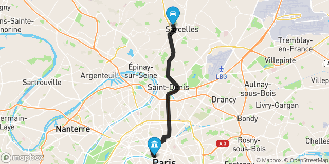 Itinéraire vers Paris