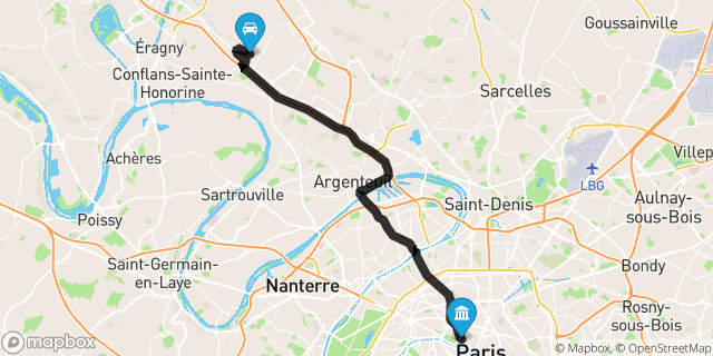 Itinéraire vers Paris