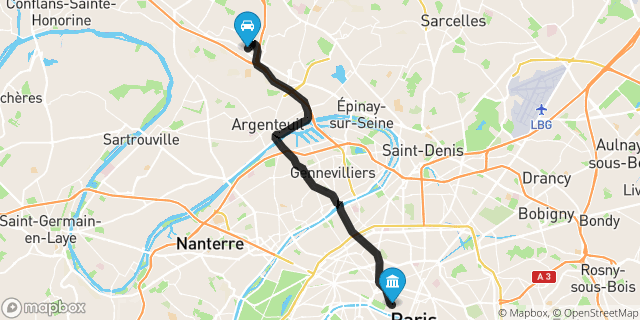 Itinéraire vers Paris