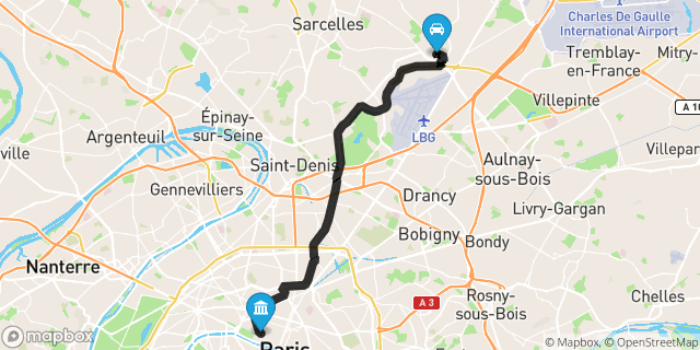 Itinéraire vers Paris