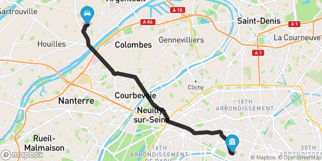Itinéraire vers Paris