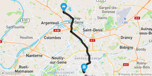 Itinéraire vers Paris