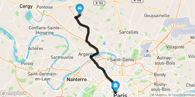 Itinéraire vers Paris