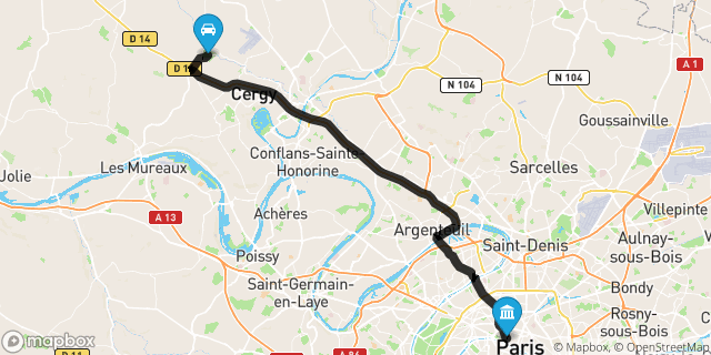 Itinéraire vers Paris