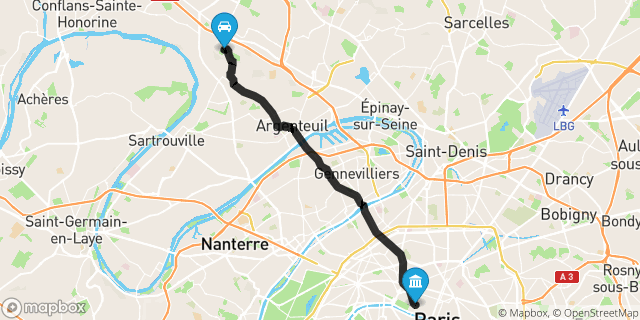 Itinéraire vers Paris