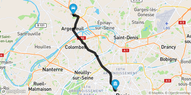 Itinéraire vers Paris