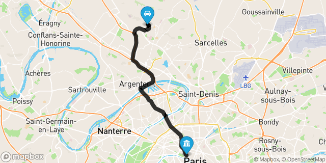 Itinéraire vers Paris