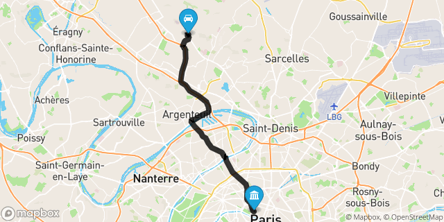 Itinéraire vers Paris