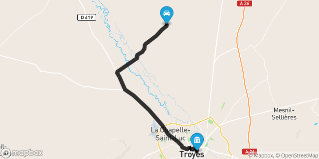 Itinéraire vers Troyes