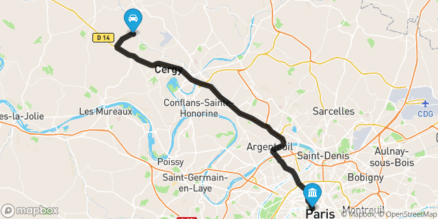 Itinéraire vers Paris