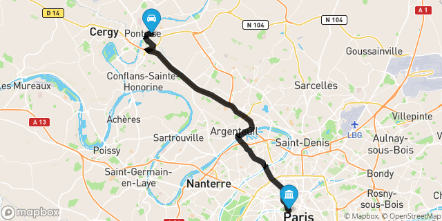 Itinéraire vers Paris