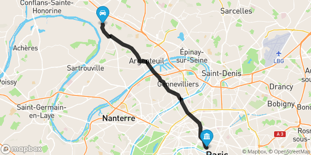 Itinéraire vers Paris
