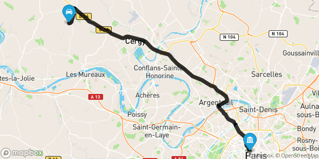 Itinéraire vers Paris