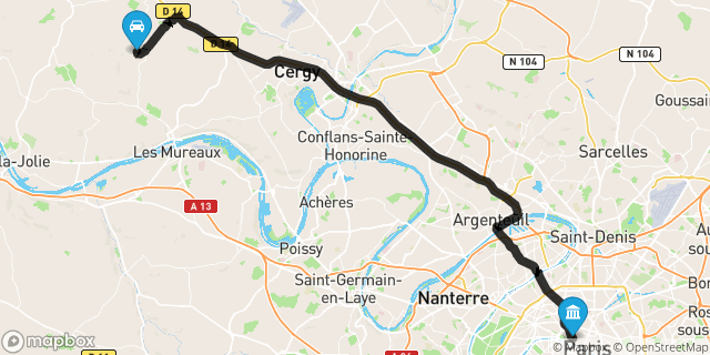 Itinéraire vers Paris