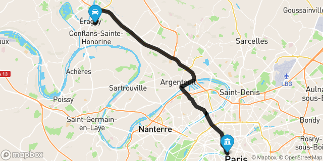 Itinéraire vers Paris