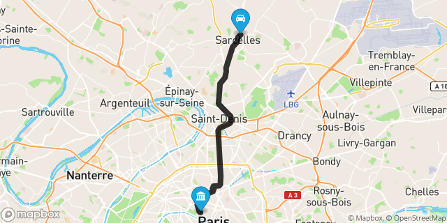 Itinéraire vers Paris