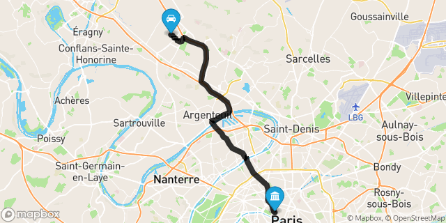 Itinéraire vers Paris