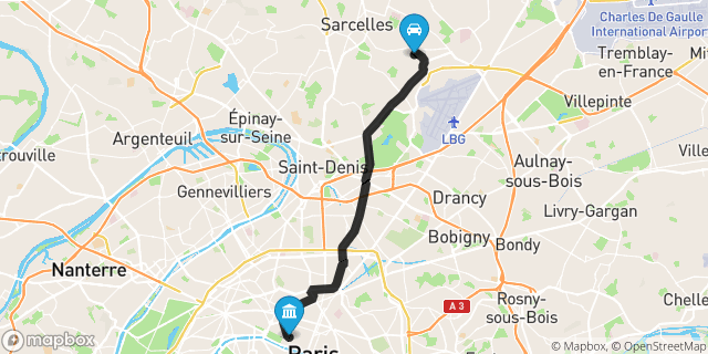 Itinéraire vers Paris