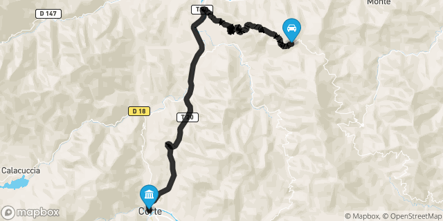 Itinéraire vers Corte