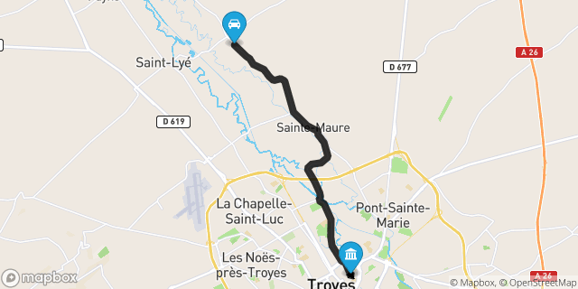 Itinéraire vers Troyes