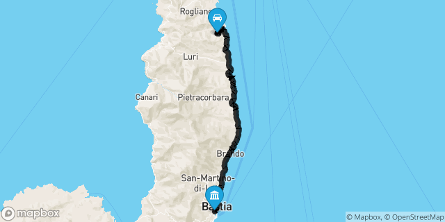 Itinéraire vers Bastia