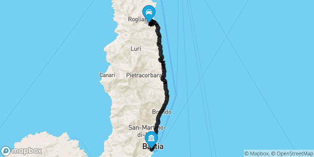 Itinéraire vers Bastia