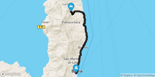 Itinéraire vers Bastia