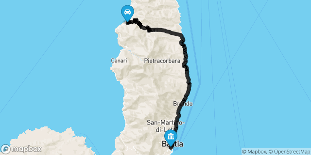 Itinéraire vers Bastia