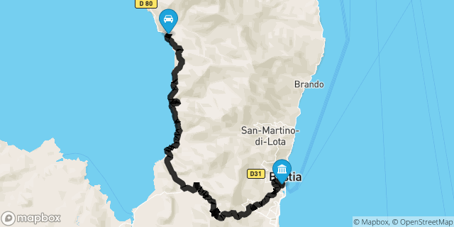 Itinéraire vers Bastia