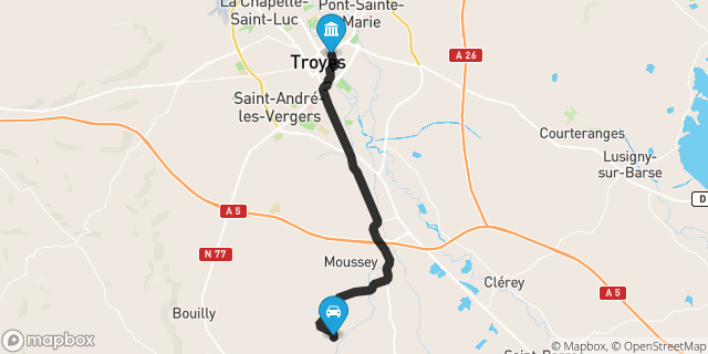 Itinéraire vers Troyes