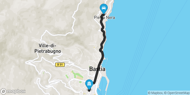 Itinéraire vers Bastia