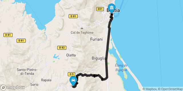 Itinéraire vers Bastia