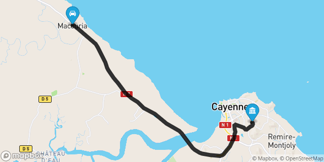 Itinéraire vers Cayenne
