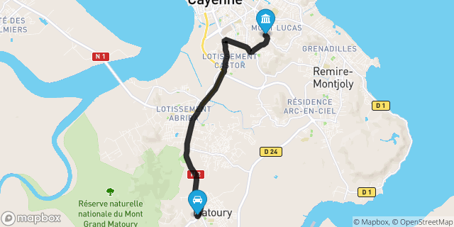 Itinéraire vers Cayenne