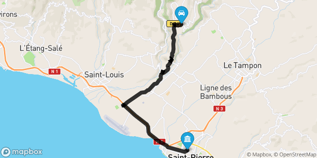 Itinéraire vers Saint-Pierre