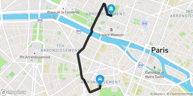 Itinéraire vers Paris