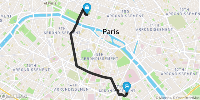 Itinéraire vers Paris
