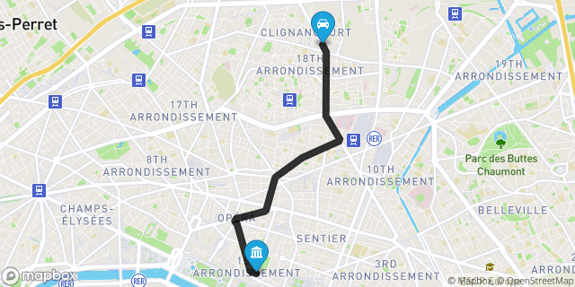 Itinéraire vers Paris