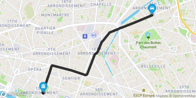 Itinéraire vers Paris