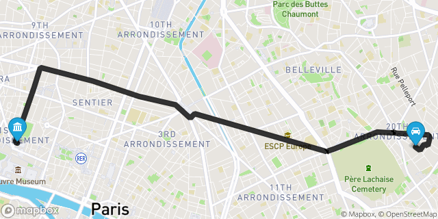 Itinéraire vers Paris