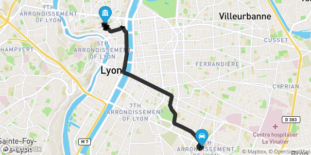 Itinéraire vers Lyon