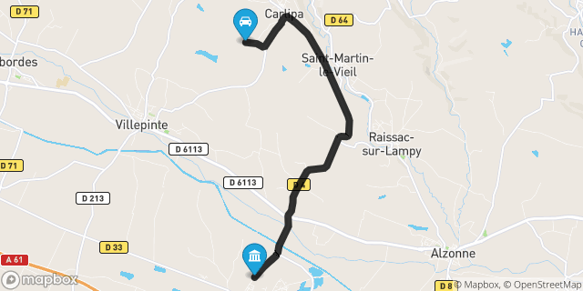 Itinéraire vers Bram