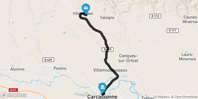 Itinéraire vers Carcassonne