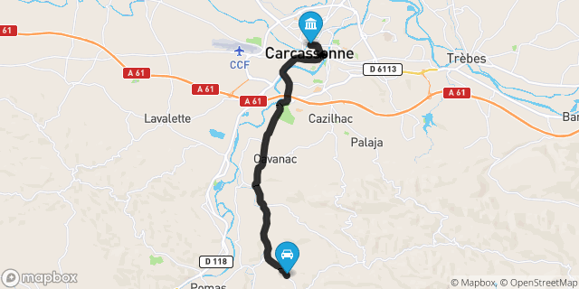 Itinéraire vers Carcassonne
