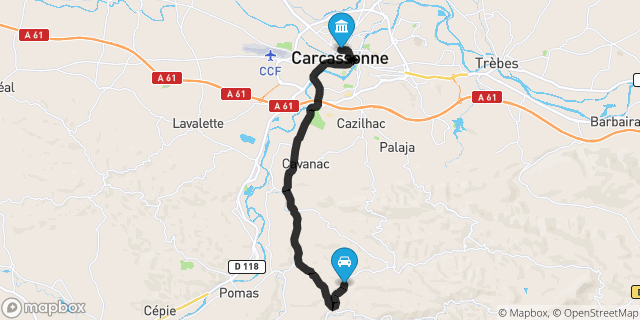 Itinéraire vers Carcassonne