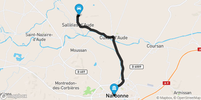 Itinéraire vers Narbonne