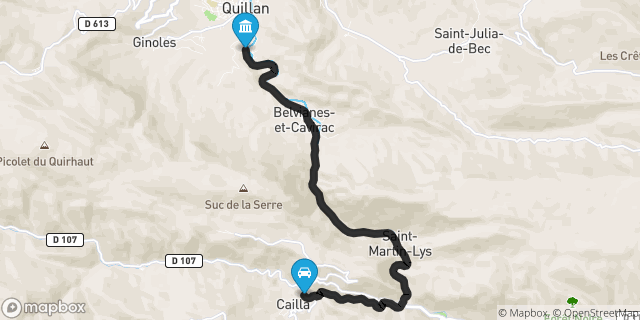 Itinéraire vers Quillan
