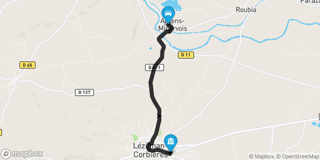 Itinéraire vers Lézignan-Corbières